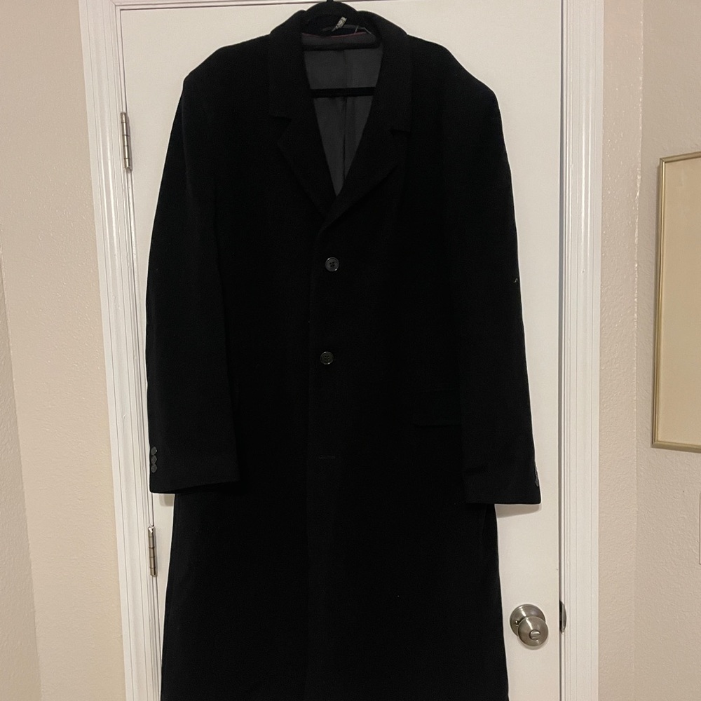 Men's  TELLER Black Cashmere Three Button
Overcoat VINTAGE Trench Coat